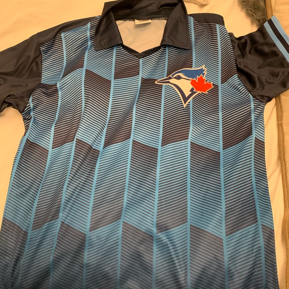 Blue Jays Striped Fan Jersey - Black and Blue